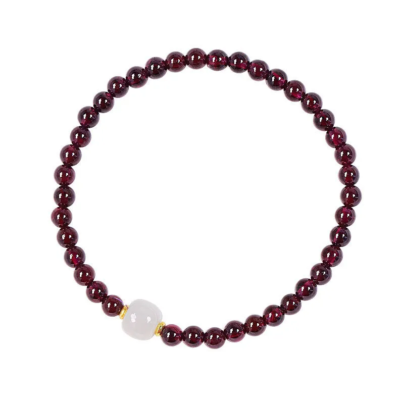 Natural garnet bracelet for women with 4mm or 6mm beads and U-shaped clasp