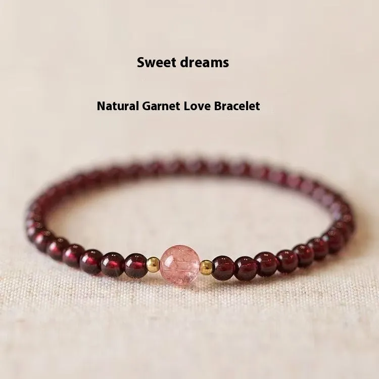 Natural garnet bracelet for women with 4mm or 6mm beads and U-shaped clasp