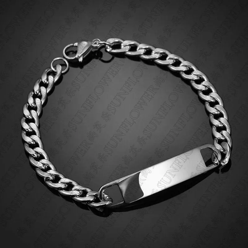 Personalised stainless steel bracelet with laser engraved human eye design, available in black, gold, and silver finishes