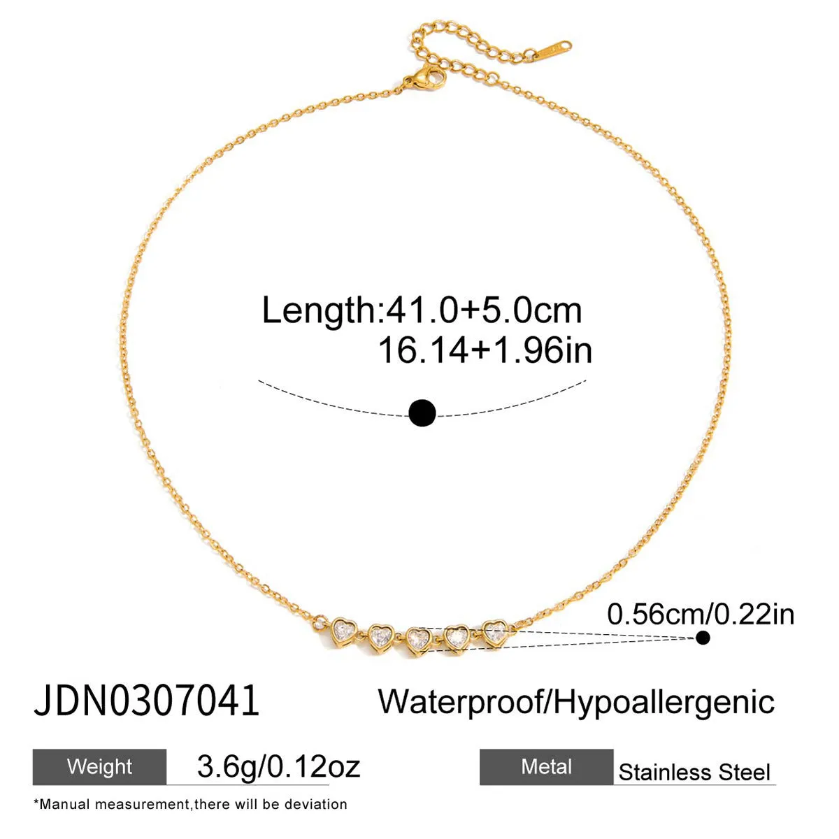 Love zircon stainless steel necklace for women with electroplated finish in three colour options