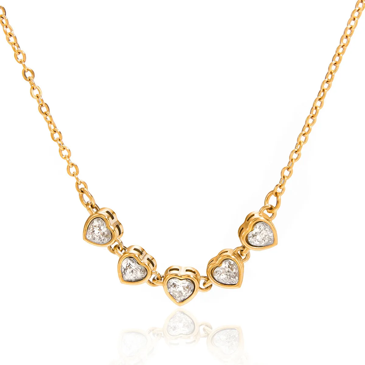Love zircon stainless steel necklace for women with electroplated finish in three colour options