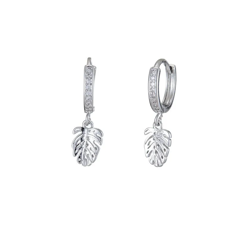 S925 sterling silver leaf earrings with star shape ear cuff design women silver