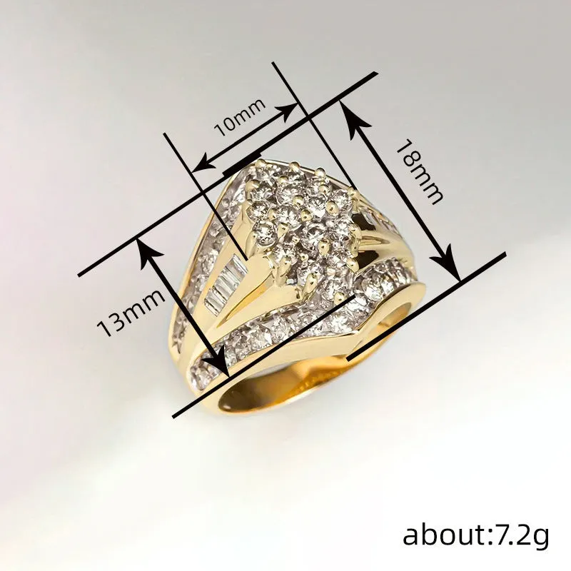 Geometric copper ring with electroplated gold finish showing palace style design