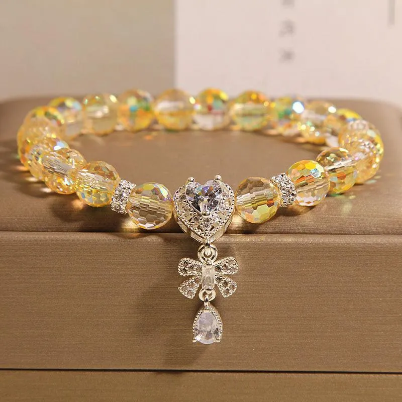 High-grade Austrian crystal love butterfly water drop bracelet for women in white crystal with metal chain and snowflake detail