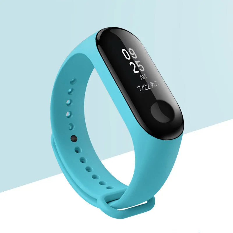 Mi Band 3 NFC replacement wristband in multiple colours on a white background