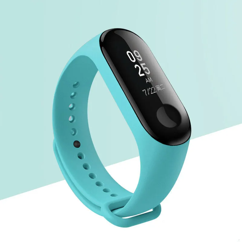 Mi Band 3 NFC replacement wristband in multiple colours on a white background