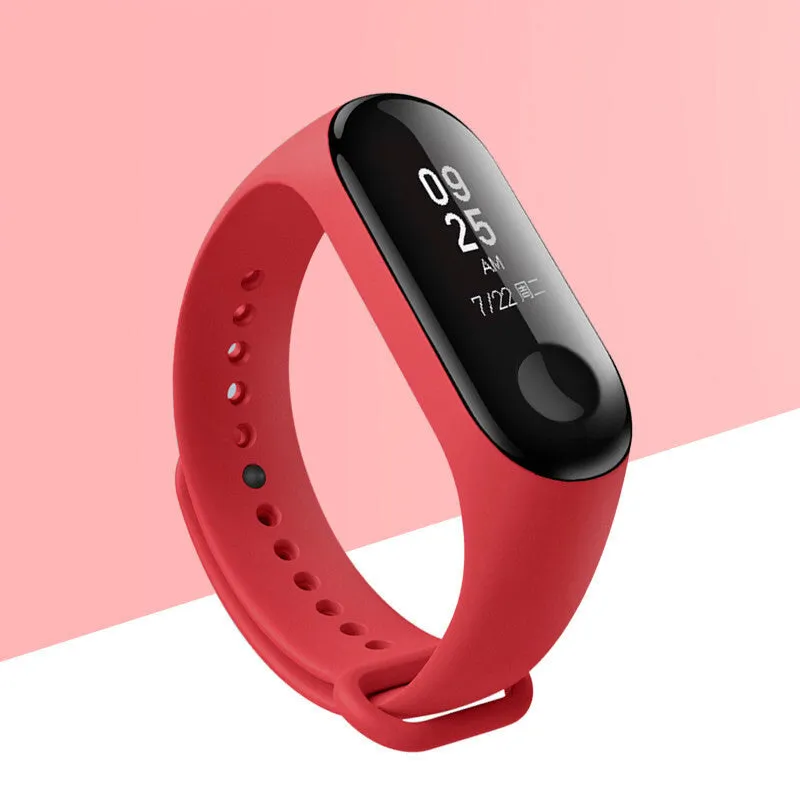 Mi Band 3 NFC replacement wristband in multiple colours on a white background
