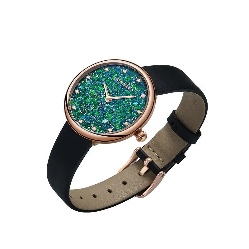 Sapphire simple natural small diamond women's watch in four colour options with 6.7mm thin case