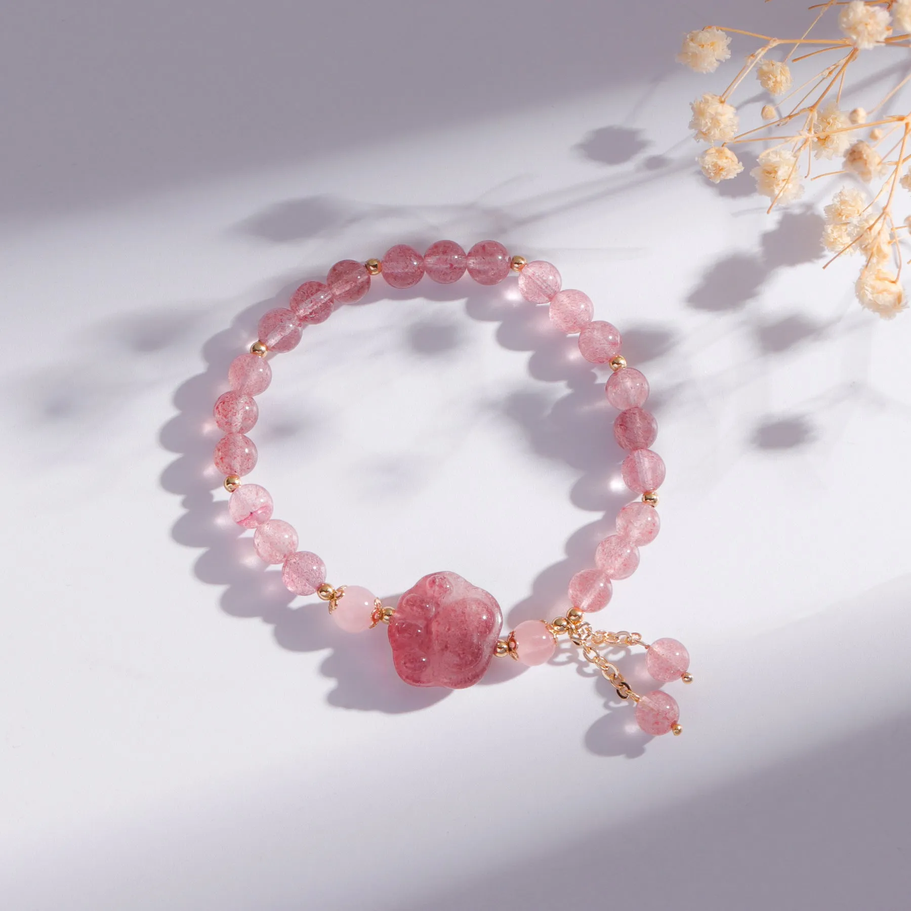 Women's natural crystal bracelet with manual craftsmanship showing animal zodiac designs