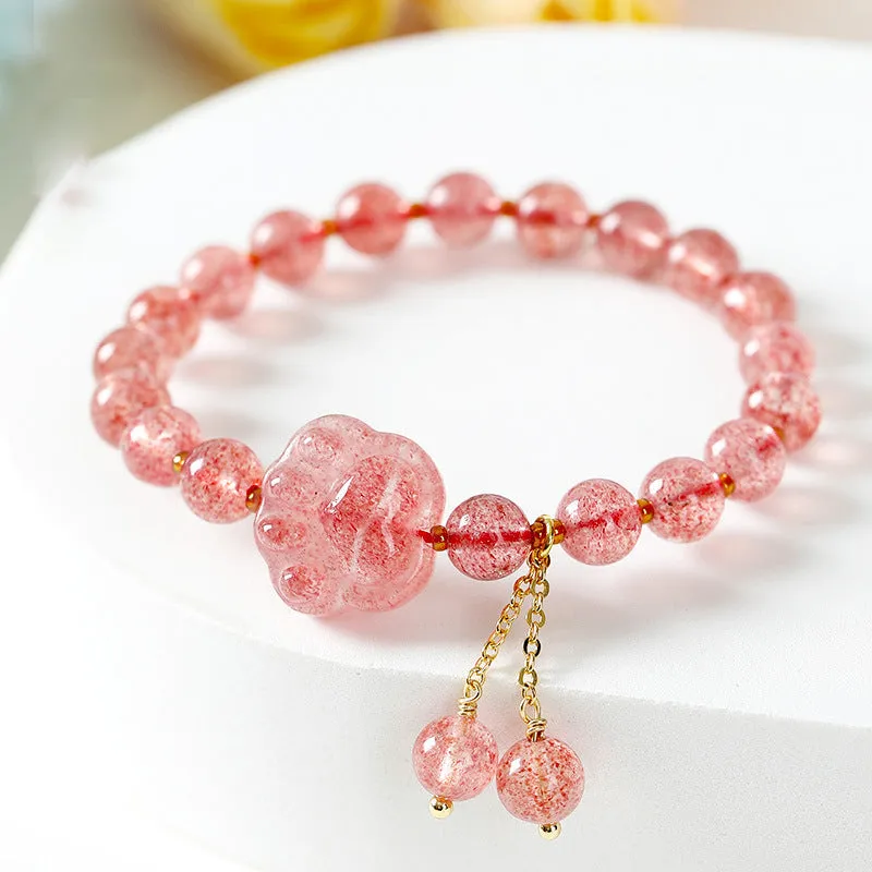 Women's natural crystal bracelet with manual craftsmanship showing animal zodiac designs