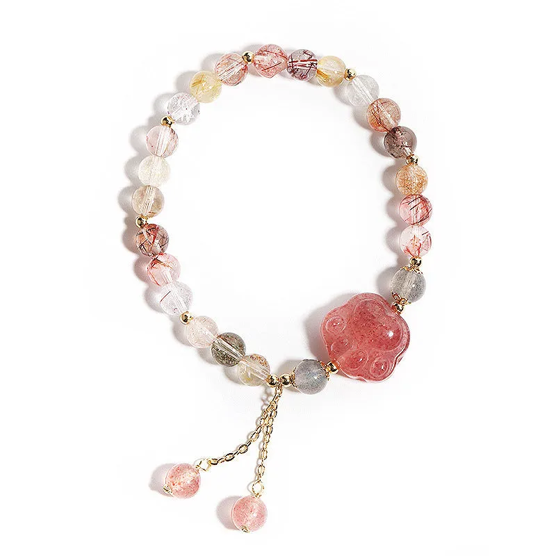 Women's natural crystal bracelet with manual craftsmanship showing animal zodiac designs