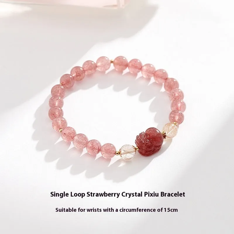 Women's natural crystal bracelet with manual craftsmanship showing animal zodiac designs