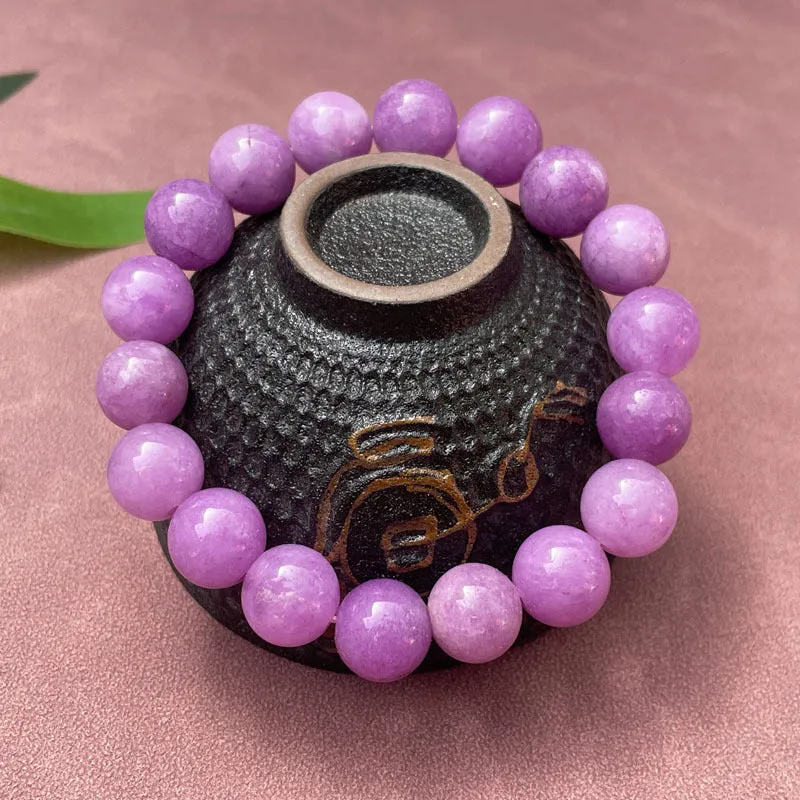 Purple Chinese-style quartz jade bracelet with single circle and three-circle bead options.