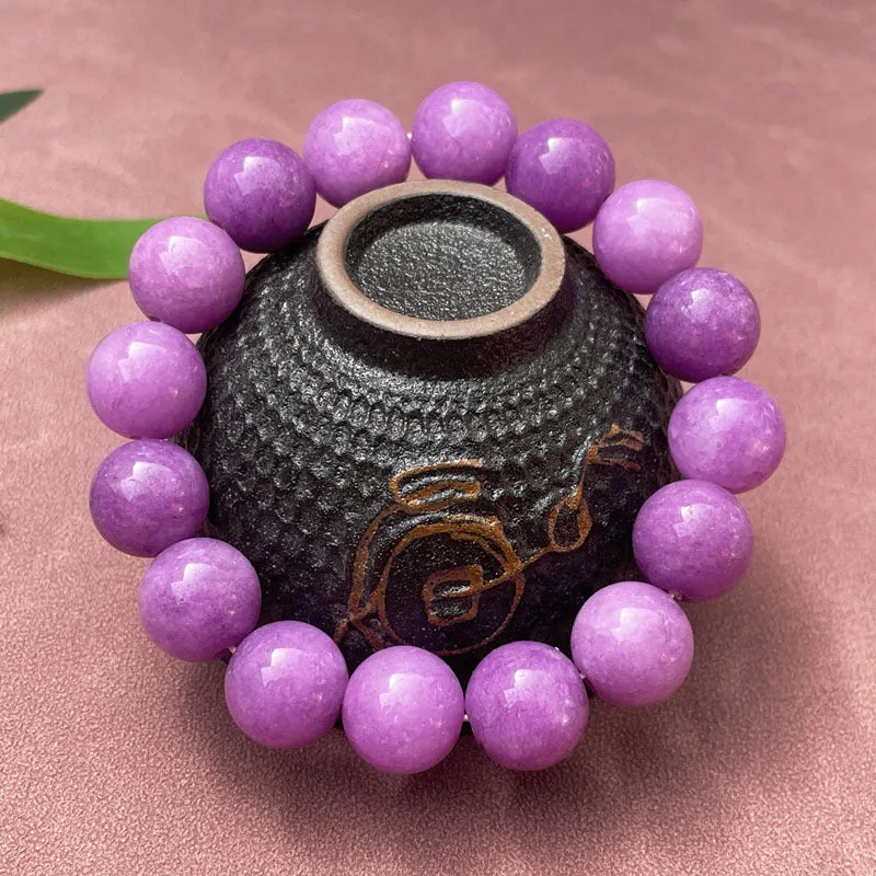 Purple Chinese-style quartz jade bracelet with single circle and three-circle bead options.