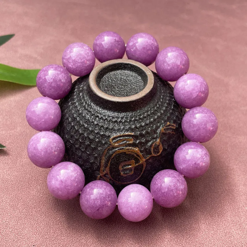 Purple Chinese-style quartz jade bracelet with single circle and three-circle bead options.
