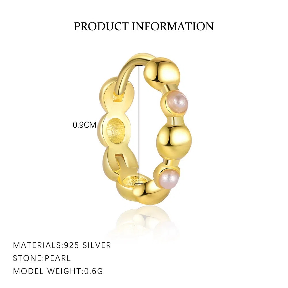 S925 sterling silver geometric earrings with yellow gold finish and inlaid zircon stone on white background