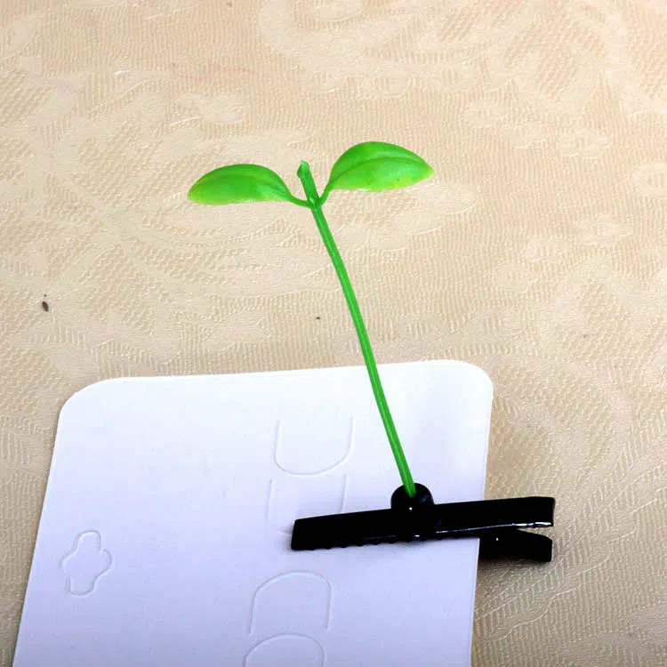 Plastic grass bean sprout hairpin with cute flower barrettes for children, handmade floral hair accessory