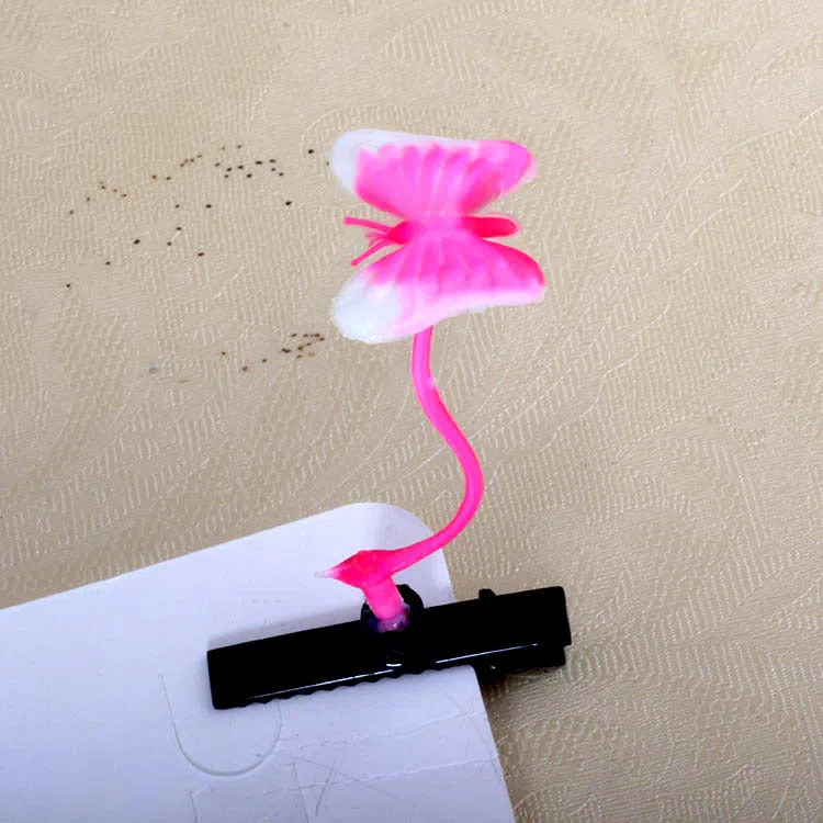 Plastic grass bean sprout hairpin with cute flower barrettes for children, handmade floral hair accessory