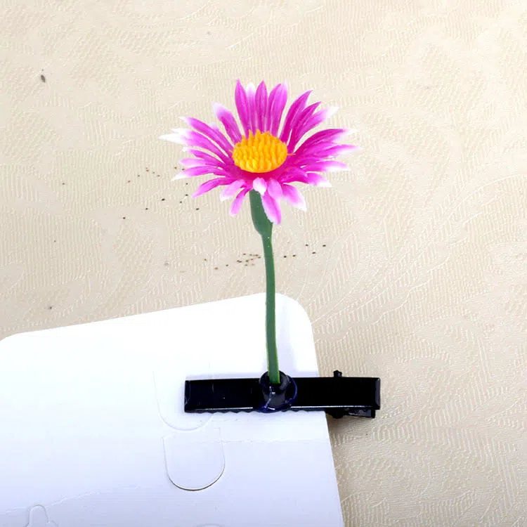 Plastic grass bean sprout hairpin with cute flower barrettes for children, handmade floral hair accessory