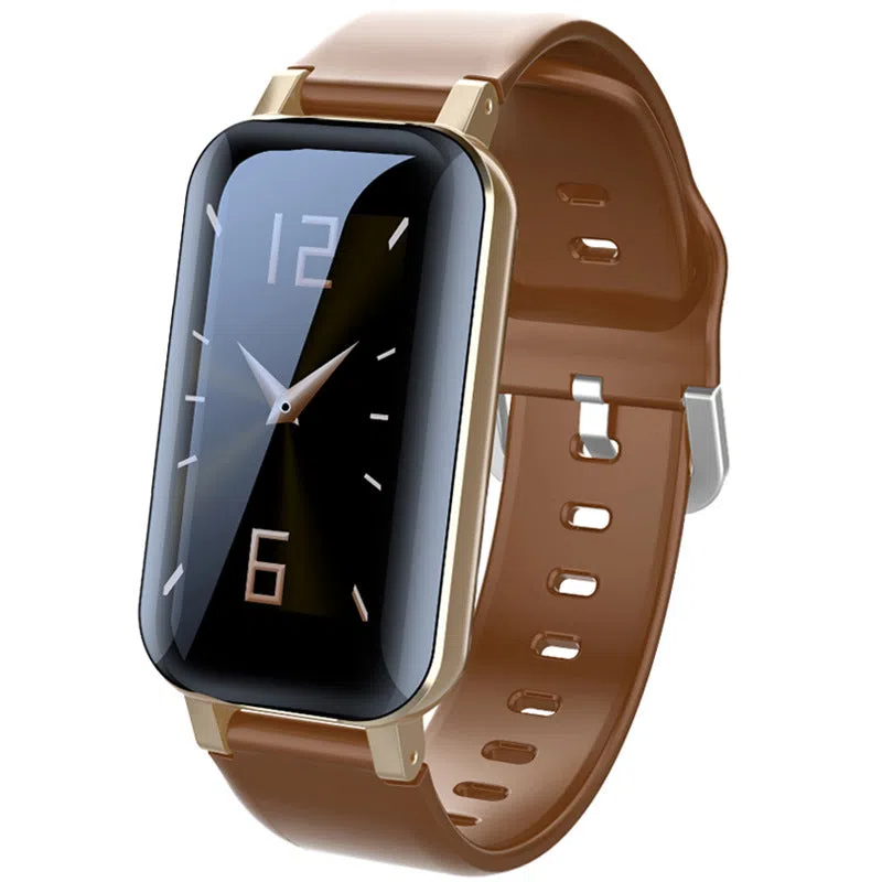 2-in-1 smartwatch with Bluetooth earbuds, TPU wristband, black blue gold colours, 1.14-inch touchscreen