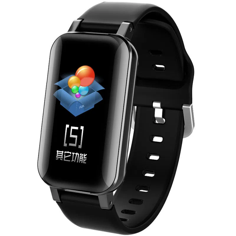 2-in-1 smartwatch with Bluetooth earbuds, TPU wristband, black blue gold colours, 1.14-inch touchscreen