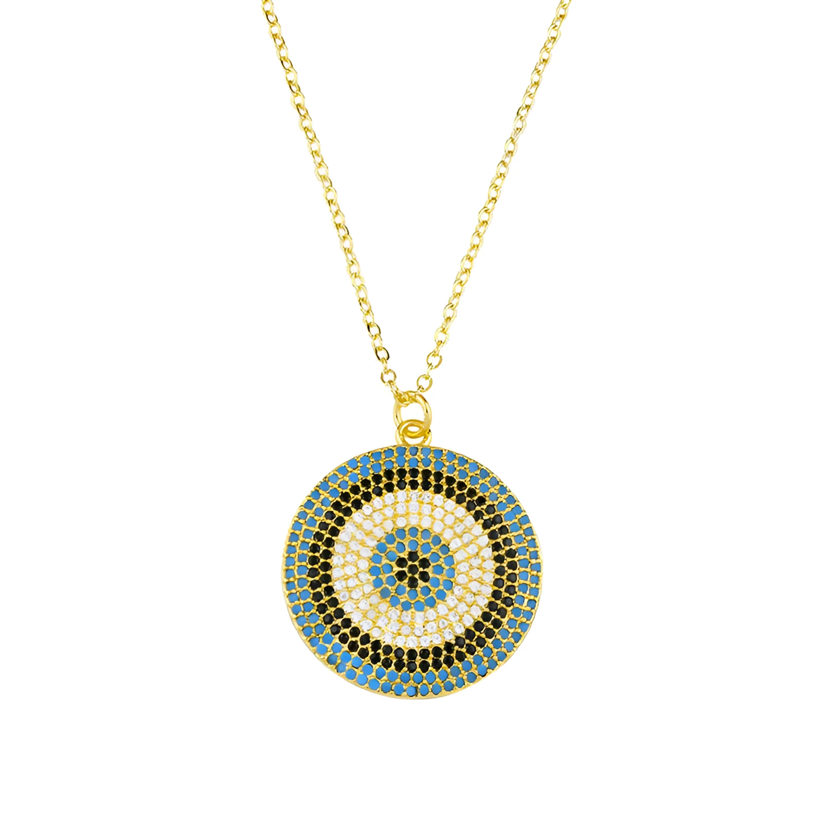 Clavicle chain necklace with 18K gold plated copper snake bone chain and small zircon pendant