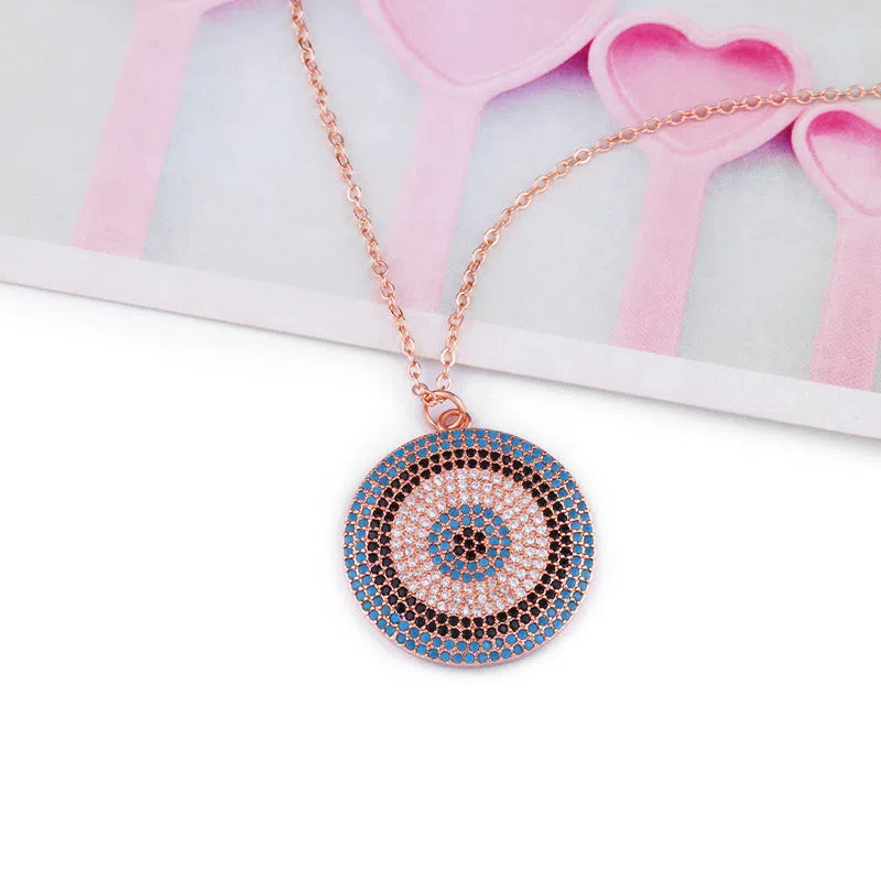 Clavicle chain necklace with 18K gold plated copper snake bone chain and small zircon pendant