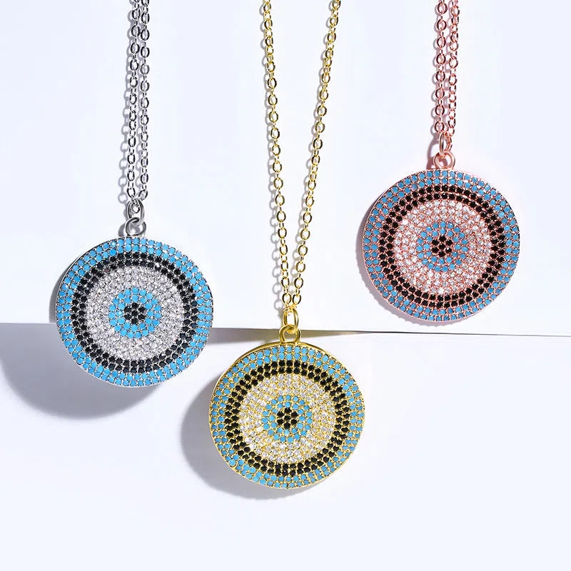 Clavicle chain necklace with 18K gold plated copper snake bone chain and small zircon pendant