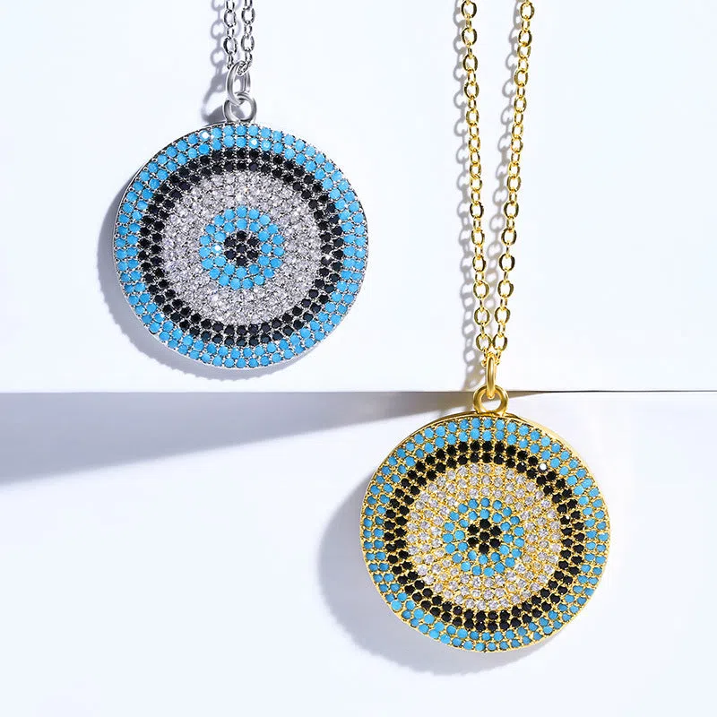 Clavicle chain necklace with 18K gold plated copper snake bone chain and small zircon pendant