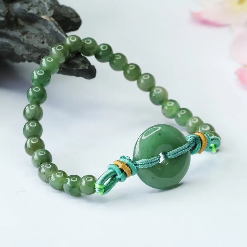 Natural emerald oil green jade safety buckle bracelet with star pattern measuring 6mm width