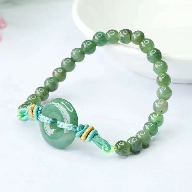 Natural emerald oil green jade safety buckle bracelet with star pattern measuring 6mm width