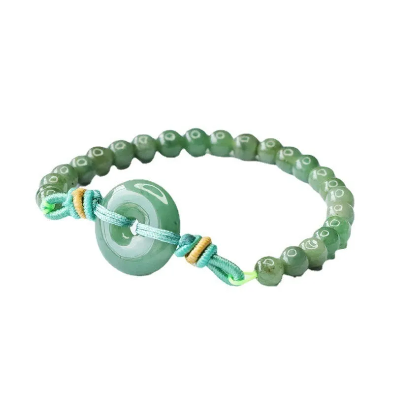 Natural emerald oil green jade safety buckle bracelet with star pattern measuring 6mm width