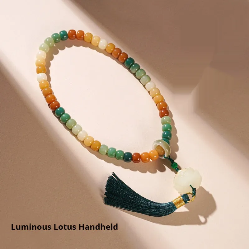 Dunhuang style bodhi seed bracelet with hand-carved national patterns on natural beads