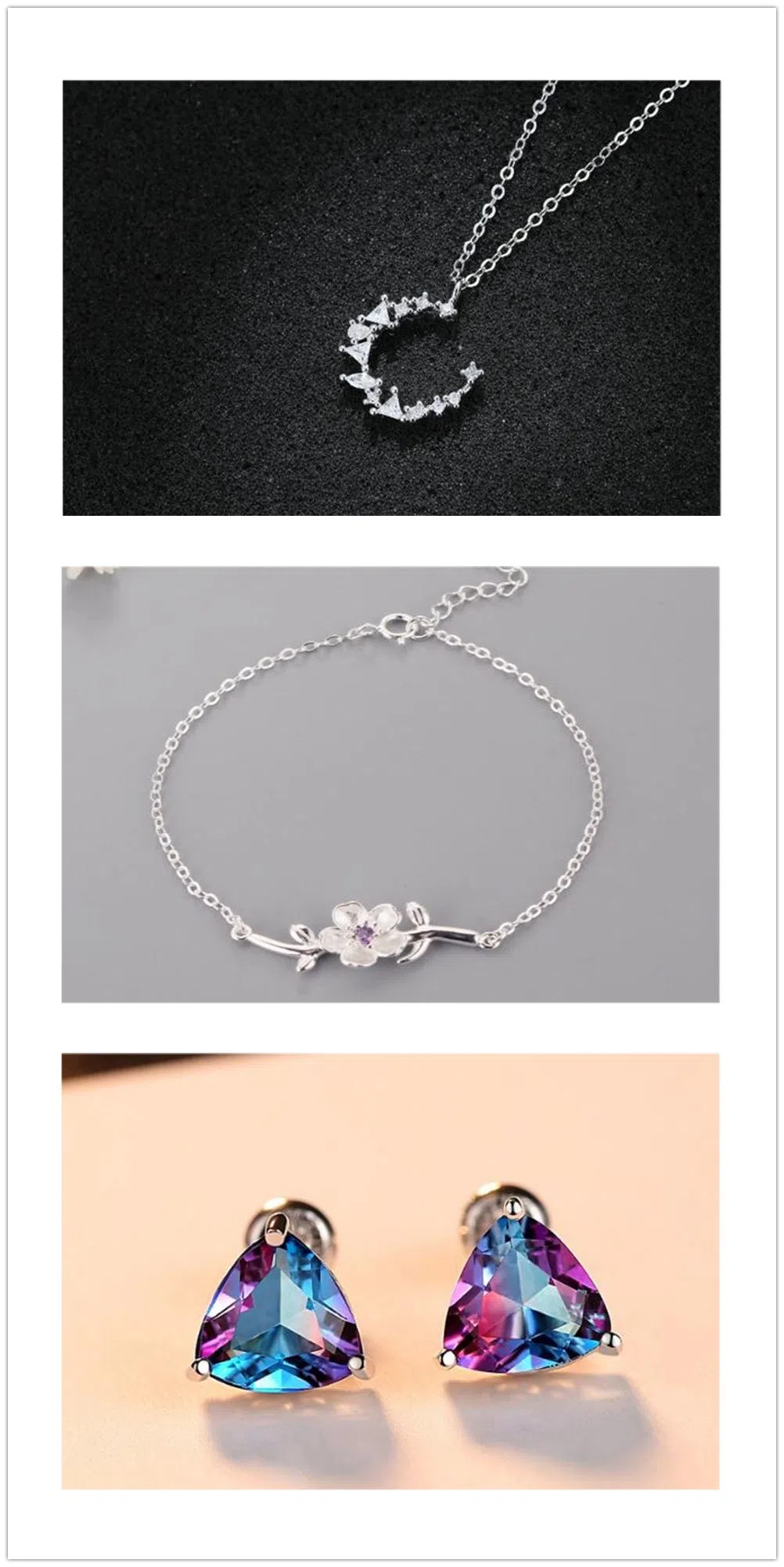 Three piece jewellery bundle set in Dazzle Box style with matching pieces on display