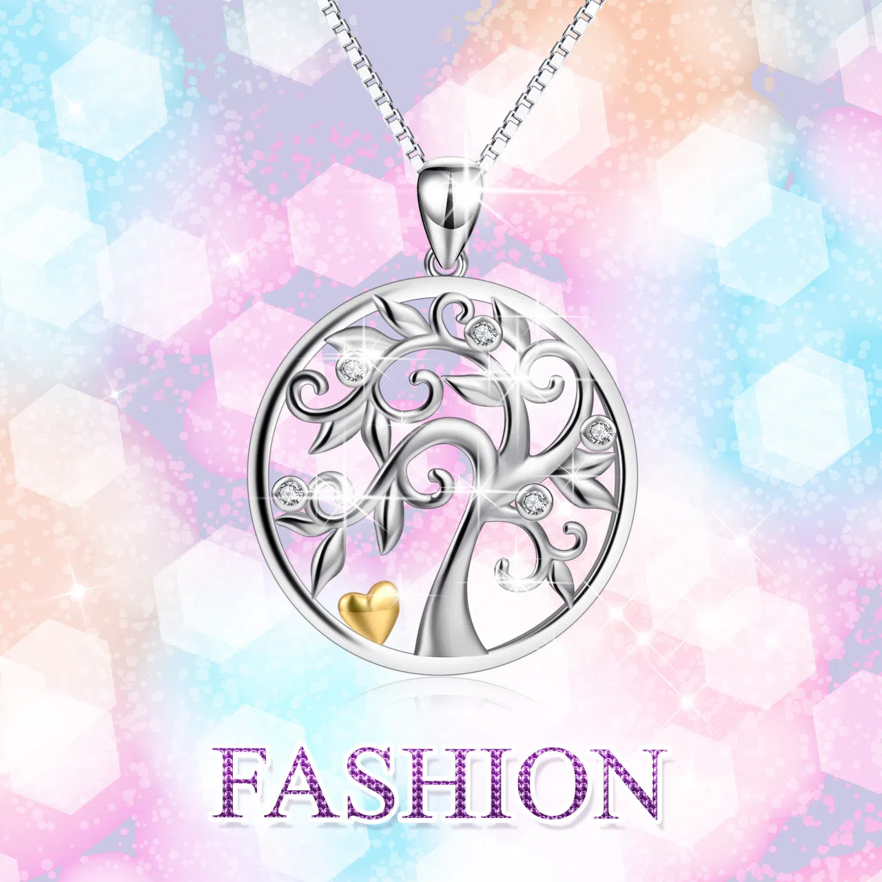 925 silver tree of life pendant necklace hollow out design with micro inlaid zircon on 18 inch chain