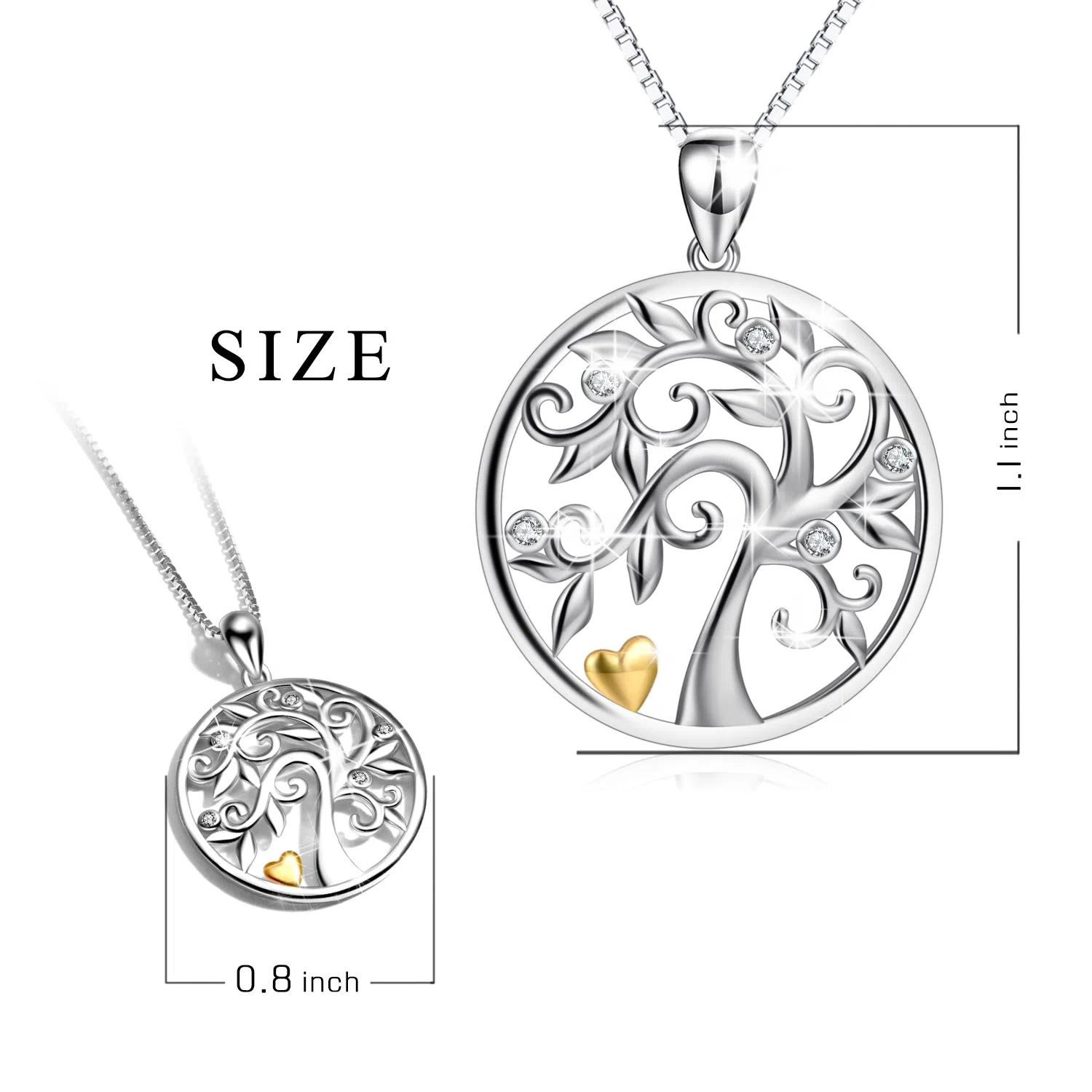925 silver tree of life pendant necklace hollow out design with micro inlaid zircon on 18 inch chain