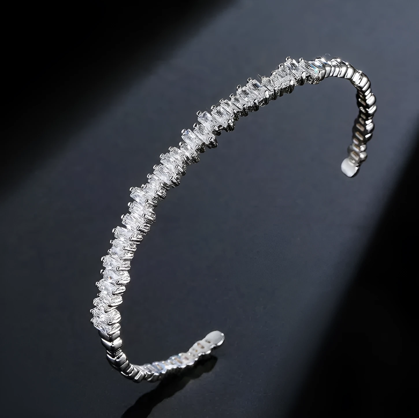Geometric light luxury micro-inlaid zircon bracelet on environmental copper base with gold-plated inlay