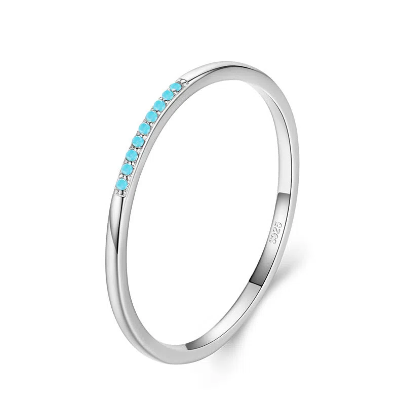 Simple 925 sterling silver rainbow stone ring hand inlaid with 5A zircon, small fresh gypsophila style, available in US sizes 5-9