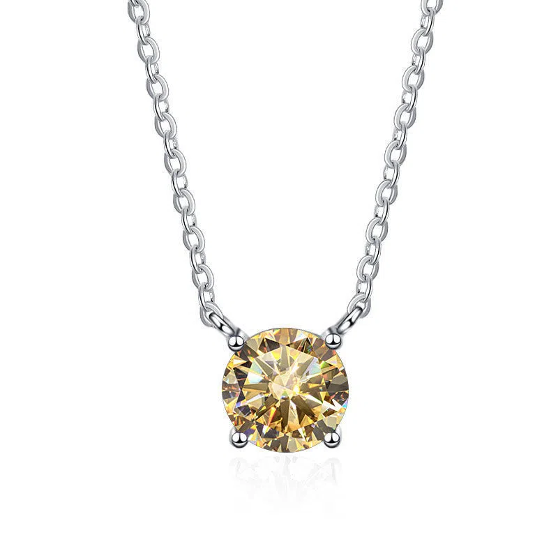 S925 sterling silver moissanite necklace 1 karat pendant in rainbow colour on display