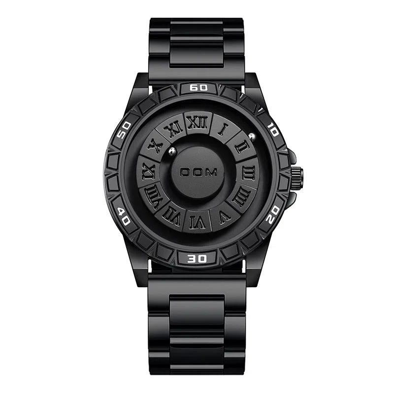 Creative magnetic suspension waterproof quartz watch black steel belt with watch box set