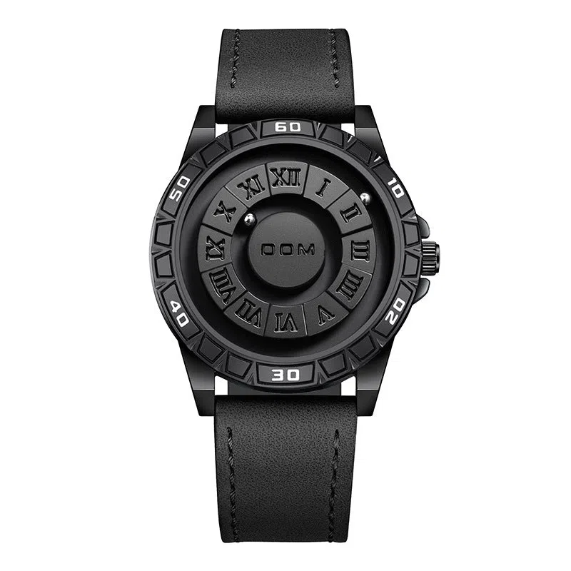 Creative magnetic suspension waterproof quartz watch black steel belt with watch box set