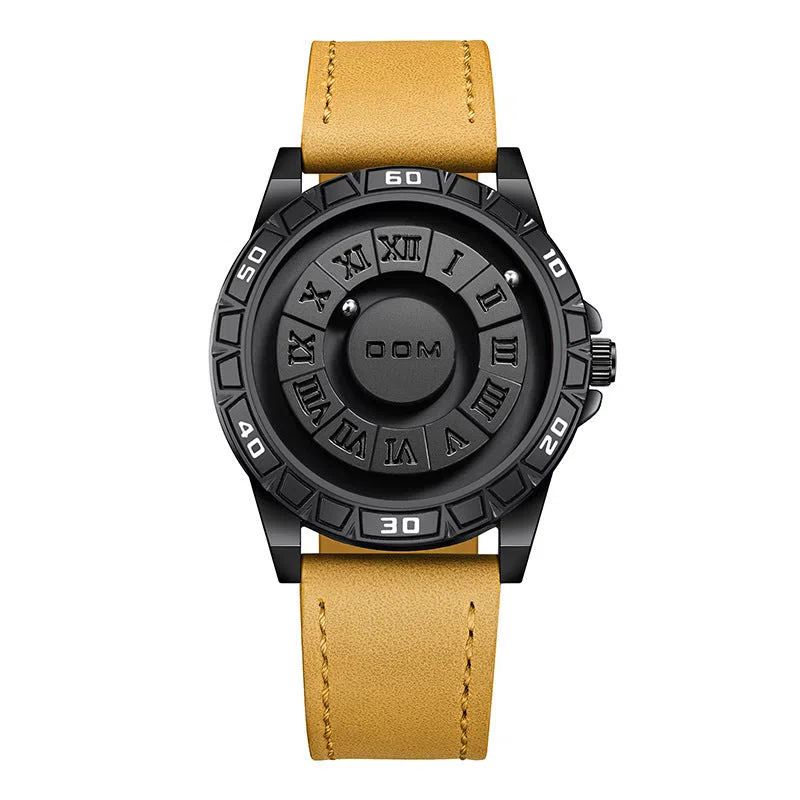 Creative magnetic suspension waterproof quartz watch black steel belt with watch box set
