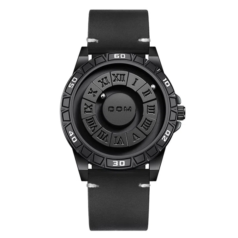 Creative magnetic suspension waterproof quartz watch black steel belt with watch box set