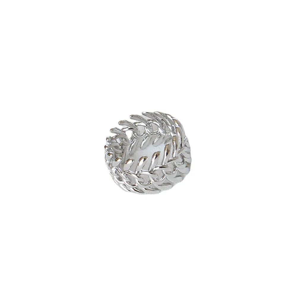 Copper platinum plated couple ring with three-ring gem design in style A on a neutral background