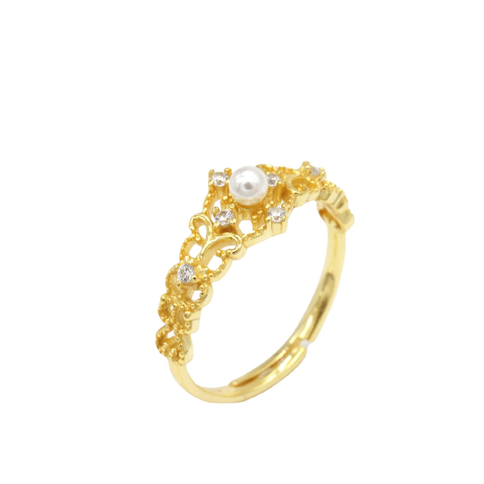 Women's gold-plated antique hollow geometric ring with adjustable opening in colour JZ-36 on a silver base