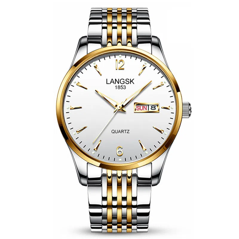 Fashion waterproof luminous men's watch with 10mm thickness and six colour options including all black and blue gold