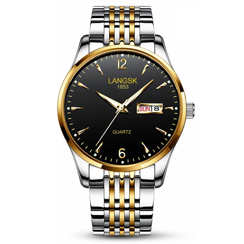 Fashion waterproof luminous men's watch with 10mm thickness and six colour options including all black and blue gold