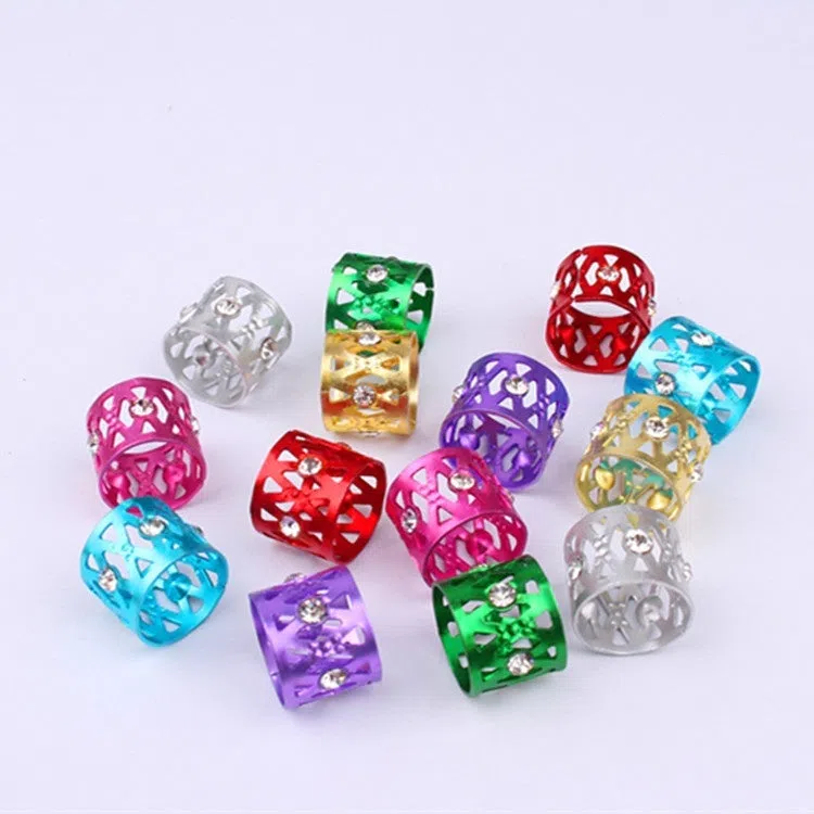 Metal hair ring with hollow jeweled crown design in multiple colour options for wig decoration