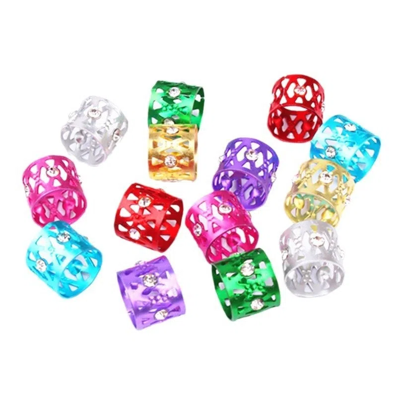 Metal hair ring with hollow jeweled crown design in multiple colour options for wig decoration