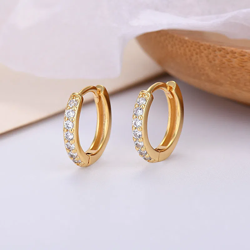 Gang Drill zircon stud earrings silver needle green copper geometric starry sky design unisex electroplated finish